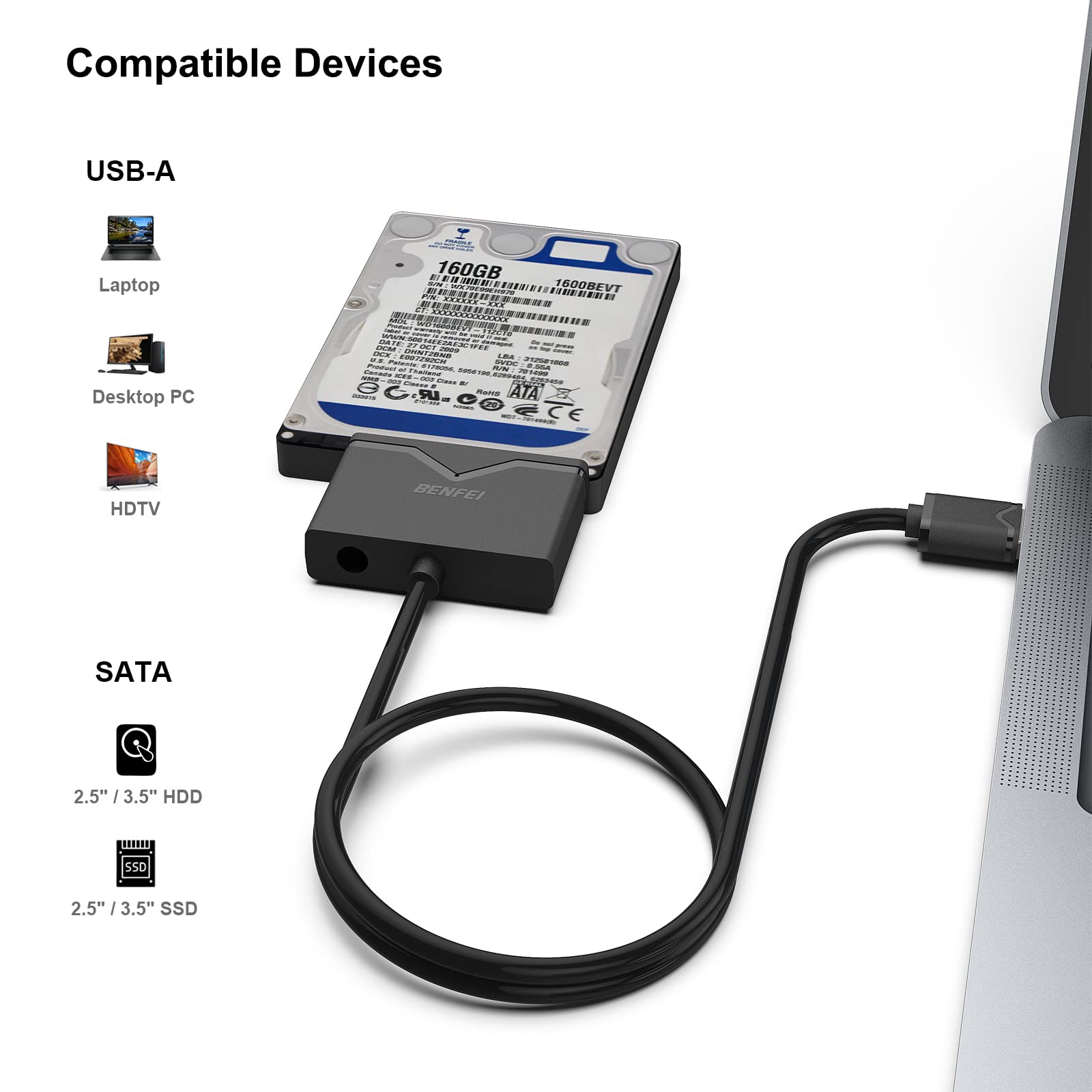 iDSOnix SATA ハードドライブアダプター USB2.0 - 外付け